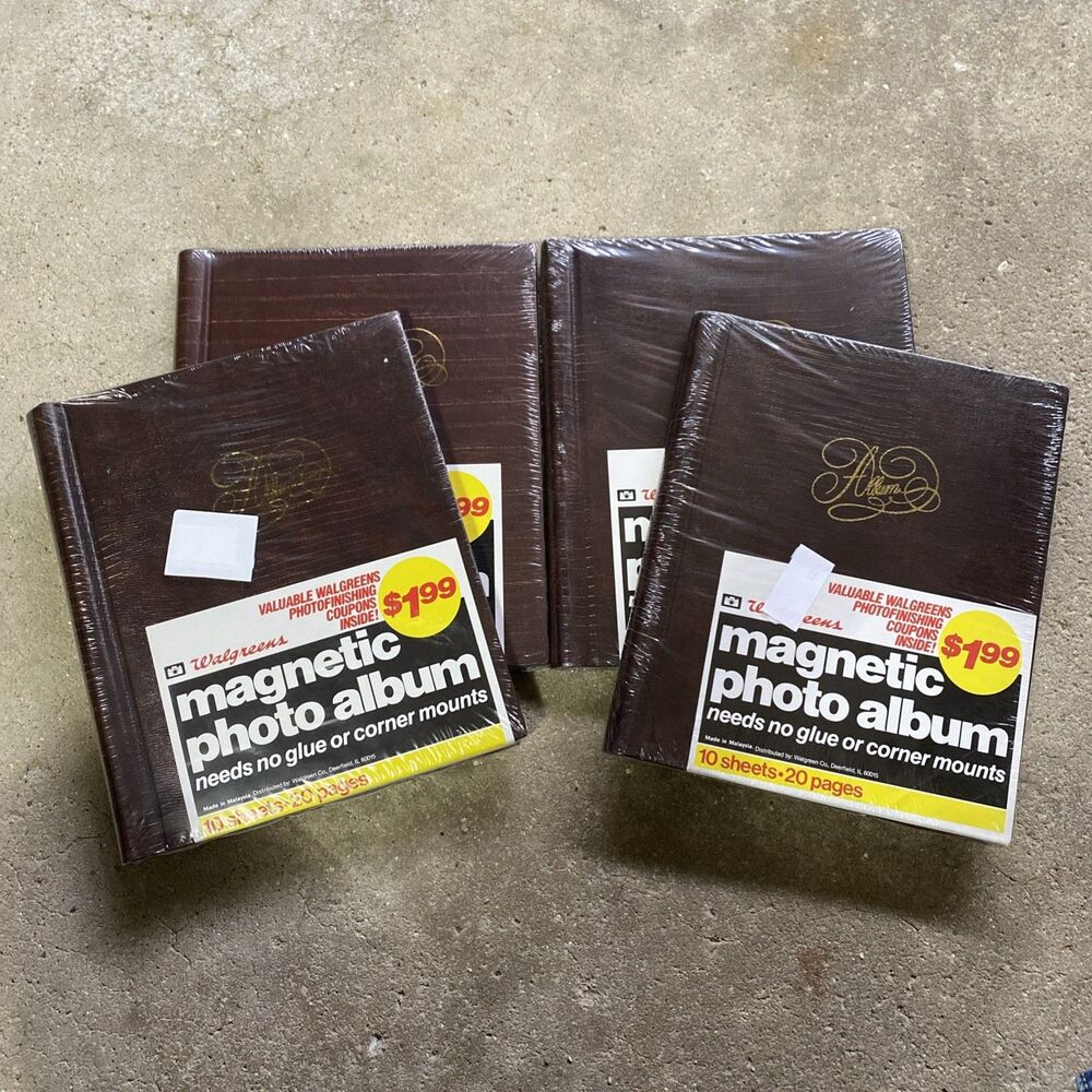 Lot Of 4 Vintage Walgreens Photo Album Magnetic Magic 20 Page 10 Sheet Binder